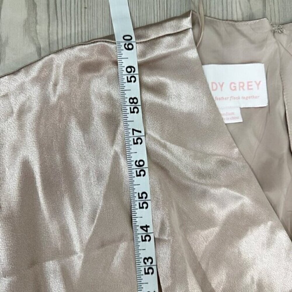 Birdy Grey Jesse Kimono Shiny Satin Flutter Sleeve Bridesmaid Dress Taupe Medium - Picture 10 of 11